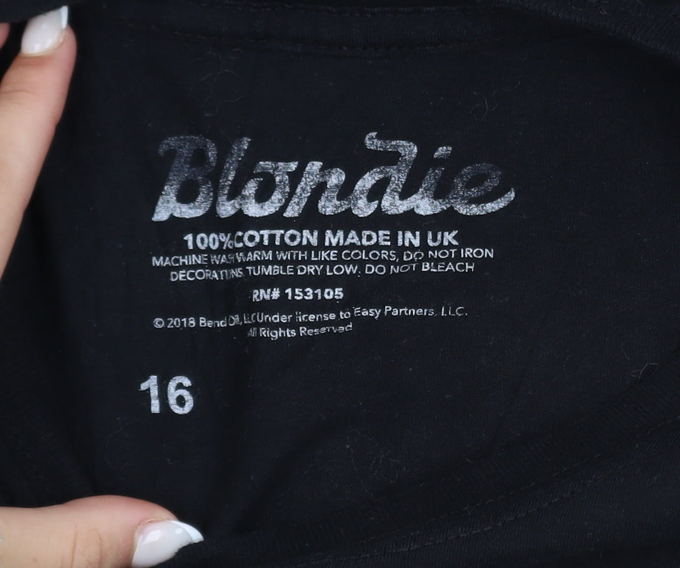 Blondie Womens Black Size 16 Graphic Cotton Rock T-Shirt