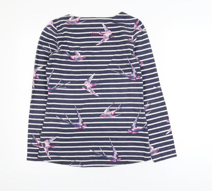 Joules Women’s Blue Striped Bird Print Long Sleeve Cotton Top UK 8