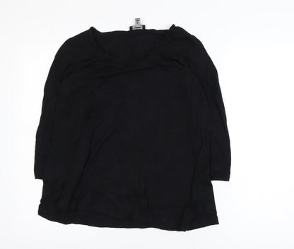 The White Company Women Black Size 8 Basic 3/4 Sleeve Cotton Blouse