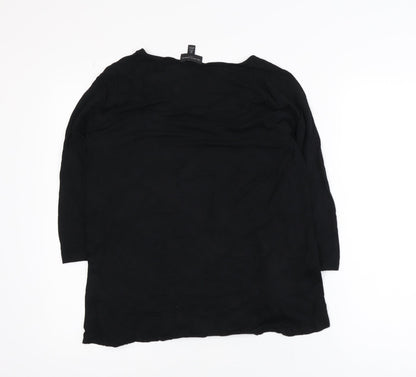 The White Company Women Black Size 8 Basic 3/4 Sleeve Cotton Blouse