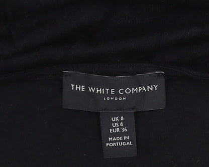 The White Company Women Black Size 8 Basic 3/4 Sleeve Cotton Blouse