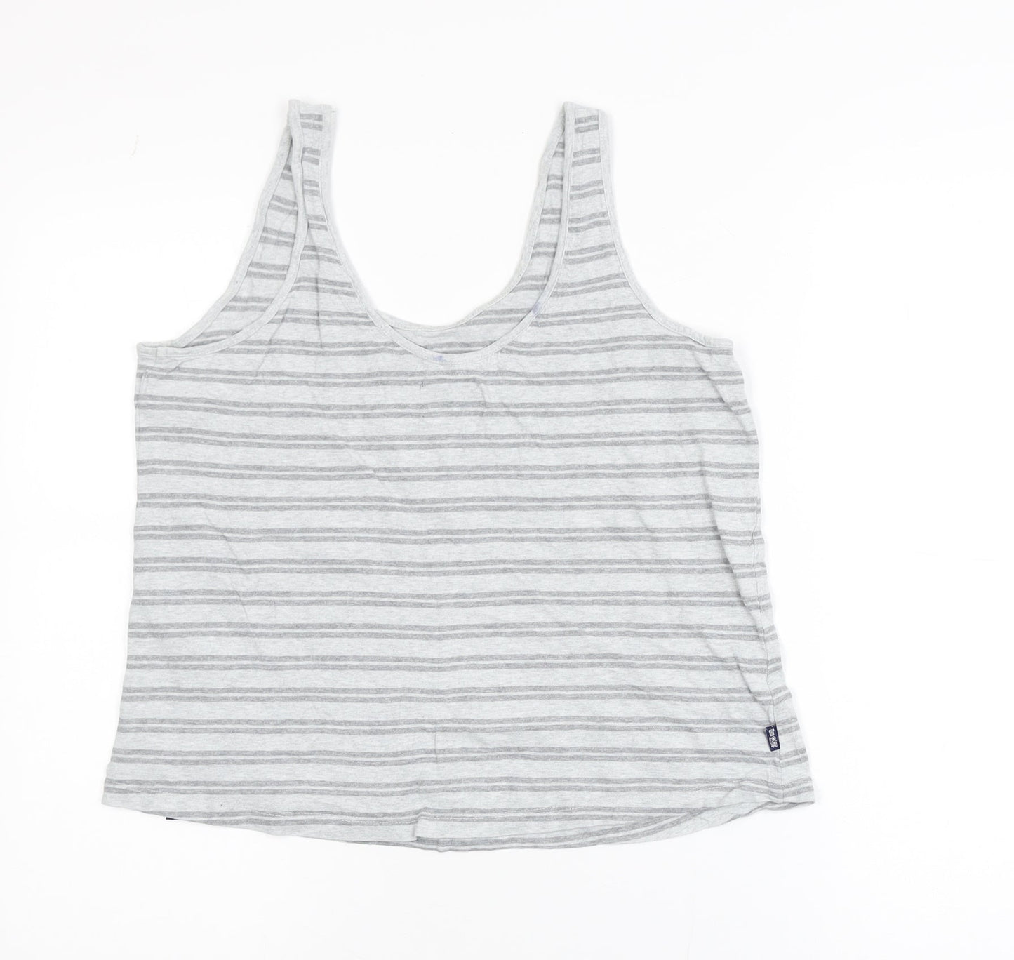 Superdry Womens Grey Striped Cotton Tank Top UK 8 Summer Casual