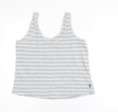 Superdry Womens Grey Striped Cotton Tank Top UK 8 Summer Casual