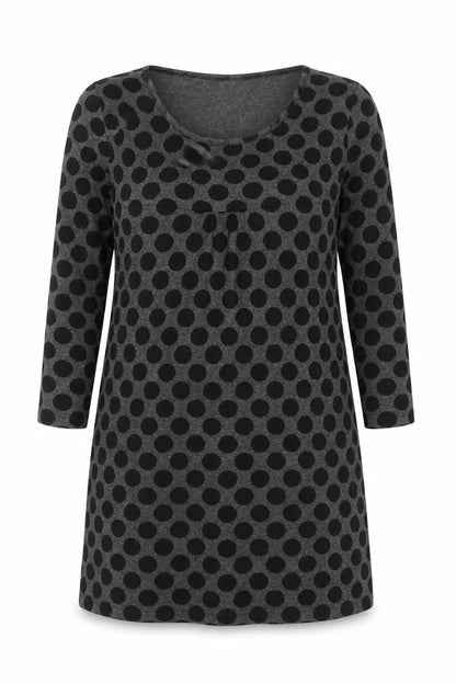 Warehouse Women Grey Polka Dot Shift Dress Size 12 Long Sleeve