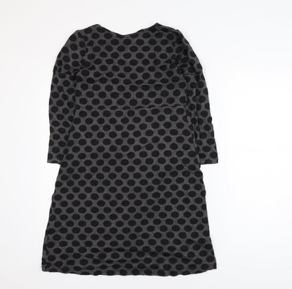 Warehouse Women Grey Polka Dot Shift Dress Size 12 Long Sleeve