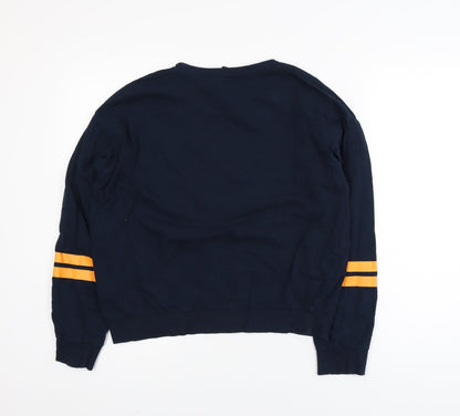 H&M Divided Women's Navy Blue Pullover Sweatshirt Size 12 Graphic Print