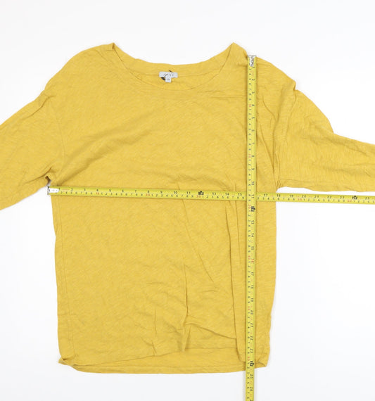 Jigsaw Women's Yellow Cotton Long Sleeve Boat Neck Top S