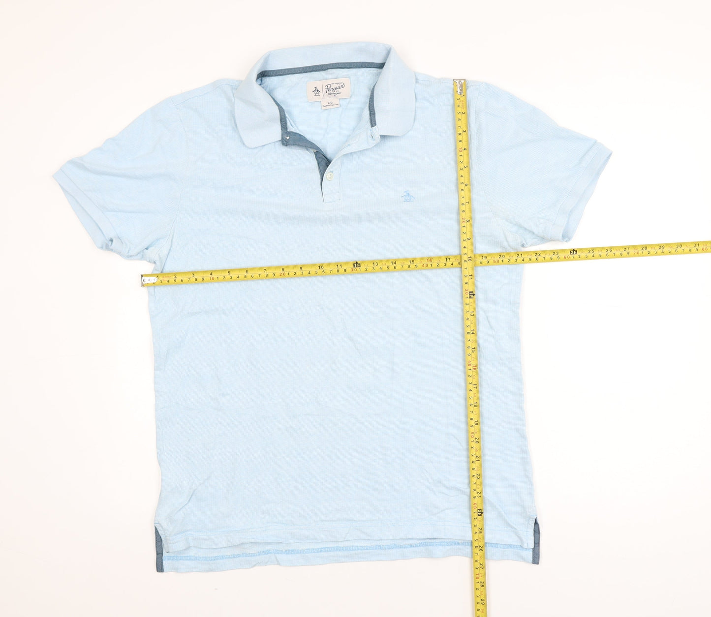 Original Penguin Men's Blue Cotton Polo Shirt Size L