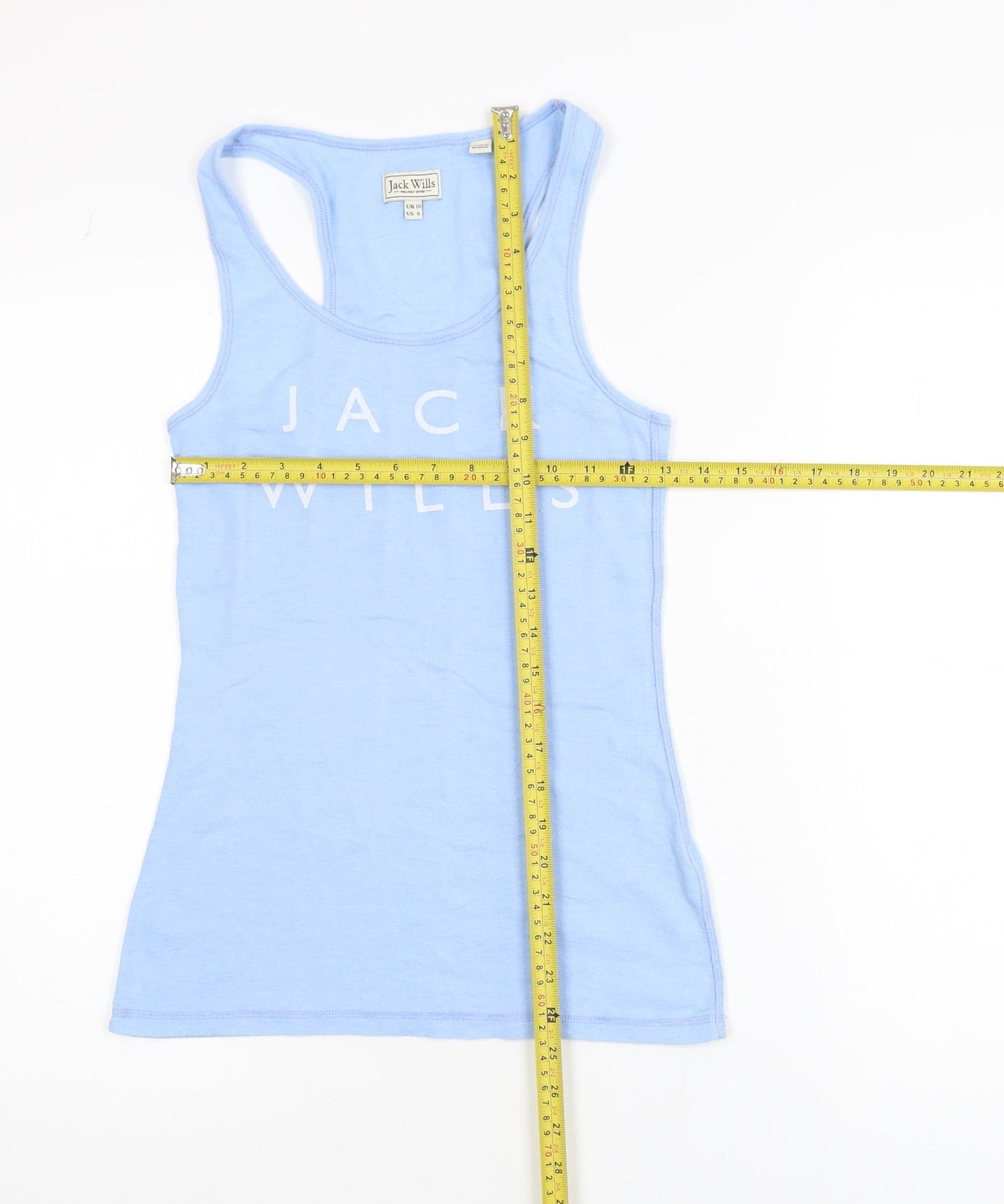 Jack Wills Womens Blue Racerback Tank Top Size 10 Cotton Blend