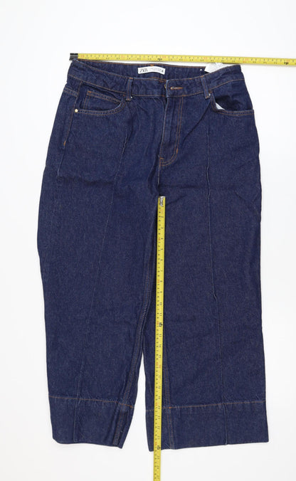 Zara Women's Blue Cropped Denim Jeans Size 14 Regular Fit