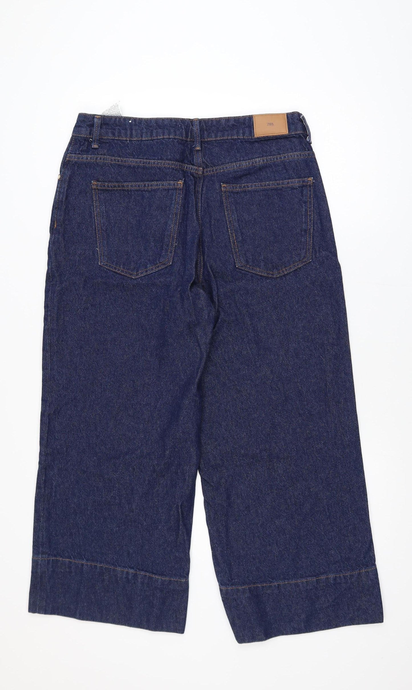 Zara Women's Blue Cropped Denim Jeans Size 14 Regular Fit