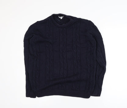 Marks and Spencer Womens Blue Cable-Knit Cotton Jumper UK 12