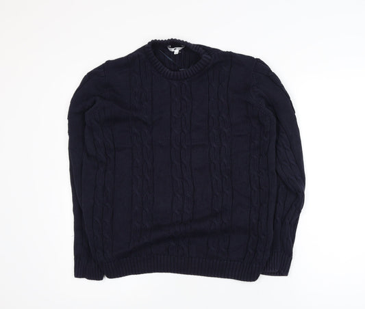 Marks and Spencer Womens Blue Cable-Knit Cotton Jumper UK 12