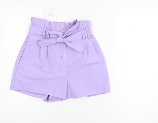 Copperrose Paris Women’s Purple Paperbag Belted Shorts Size S