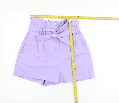 Copperrose Paris Women’s Purple Paperbag Belted Shorts Size S