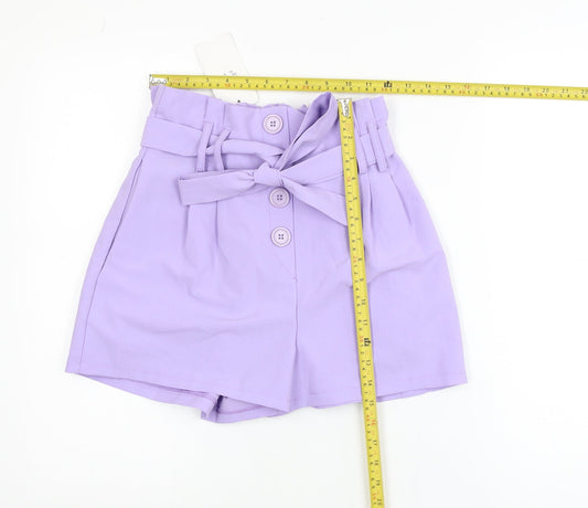 Copperrose Paris Women’s Purple Paperbag Belted Shorts Size S
