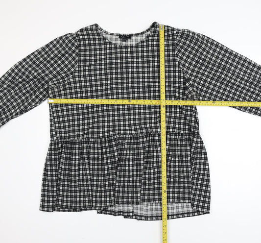 New Look Womens Black Checked Tunic Blouse UK 16