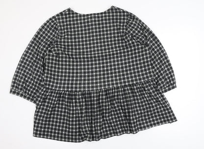 New Look Womens Black Checked Tunic Blouse UK 16