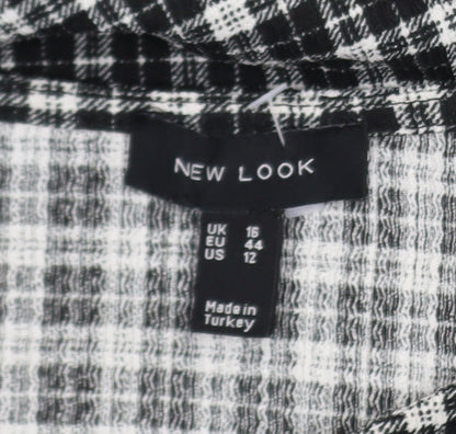 New Look Womens Black Checked Tunic Blouse UK 16