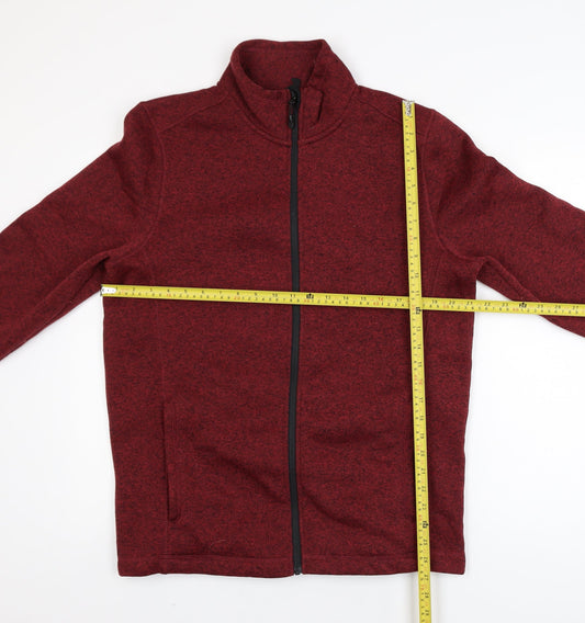 Livergy Men's Red Fleece Full Zip Mid-Length Jacket Size M