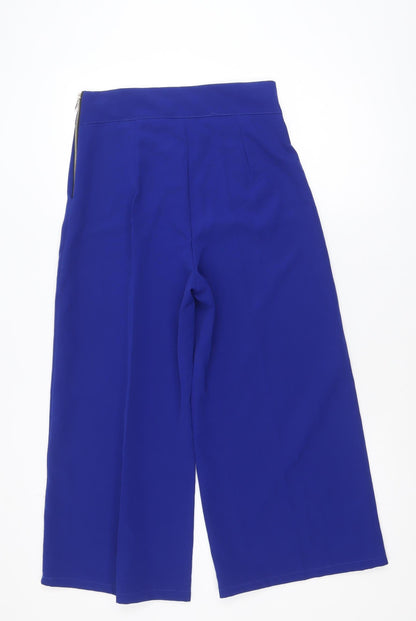 KYLA Womens Blue Wide-Leg Cropped Trousers M