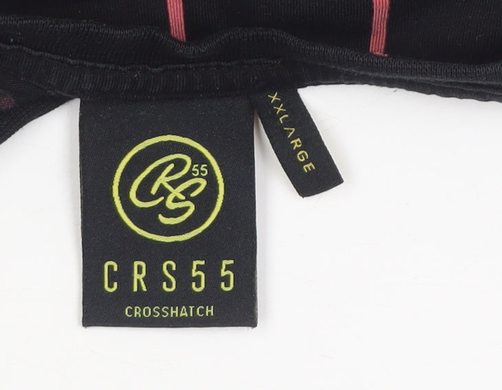 Crosshatch CRS55 Mens Black Red Striped Crew Neck T-Shirt XXL
