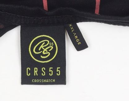 Crosshatch CRS55 Mens Black Red Striped Crew Neck T-Shirt XXL