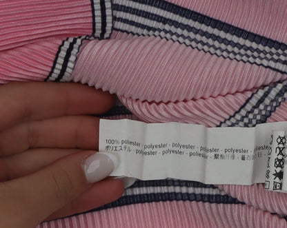 Bershka Women's Pink Striped Short Sleeve Basic T-Shirt Size 12