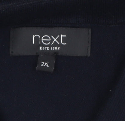 Next Men's Black 2XL Short Sleeve Zip Neck Polo Shirt
