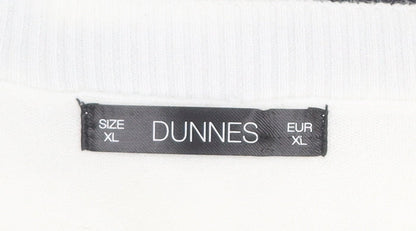 Dunnes Womens White Navy Stripe Short Sleeve Knit Jumper XL