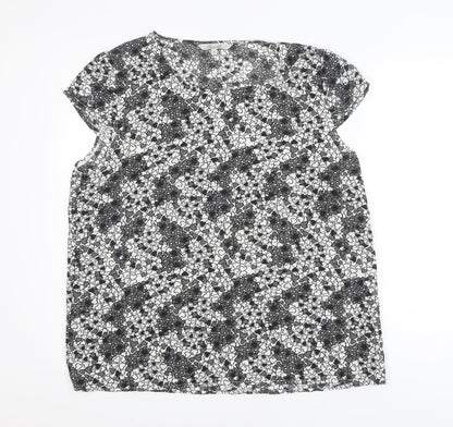 Peacocks Women's Black Heart Print Short Sleeve Blouse Size 16