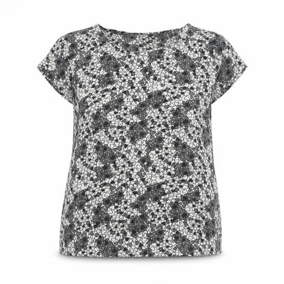 Peacocks Women's Black Heart Print Short Sleeve Blouse Size 16