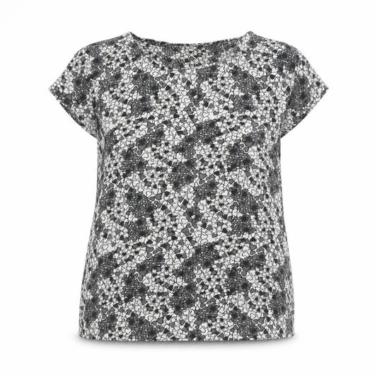 Peacocks Women's Black Heart Print Short Sleeve Blouse Size 16