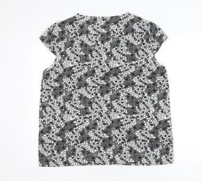 Peacocks Women's Black Heart Print Short Sleeve Blouse Size 16