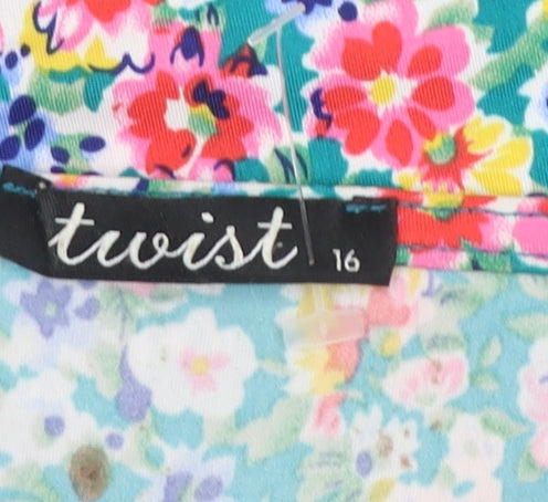 Twist Women’s Multicoloured Floral V-Neck Short Sleeve Top Size 16