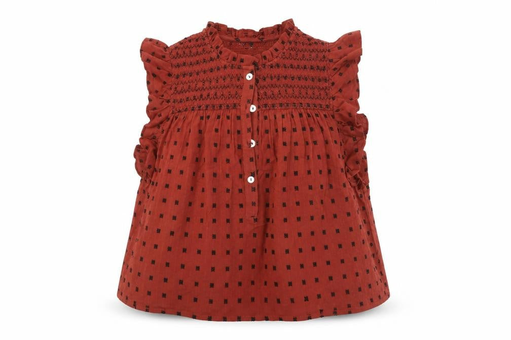 Next Women's Brown Smocked Ruffle Tunic Blouse UK 10