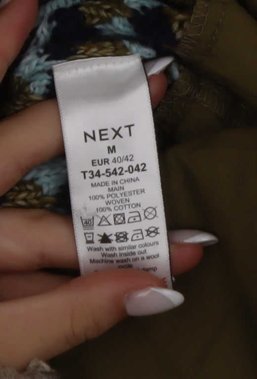 Next Women Olive Green Fair Isle Knit Layered Jumper M Wool Blend