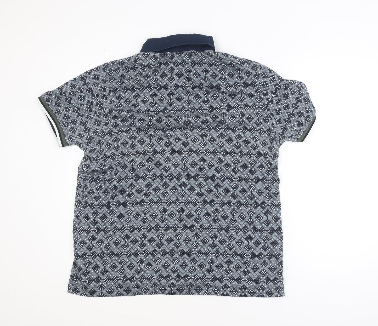 Bewley & Ritch Men's Blue Geometric 3XL Cotton Polo Shirt