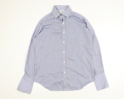 T.M. Lewin Men's Blue Striped Slim Fit Non-Iron Long Sleeve Shirt 16.5