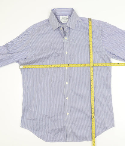 T.M. Lewin Men's Blue Striped Slim Fit Non-Iron Long Sleeve Shirt 16.5