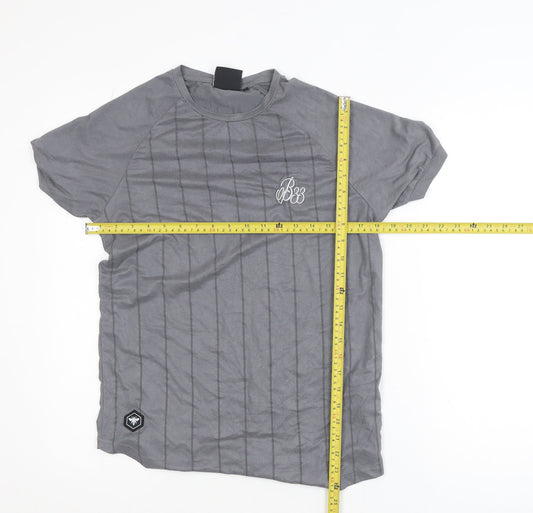 Bee Inspired Men's Grey Slim Fit Pinstripe T-Shirt XS
