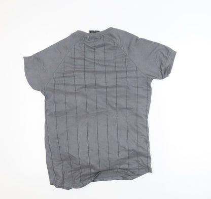Bee Inspired Men's Grey Slim Fit Pinstripe T-Shirt XS