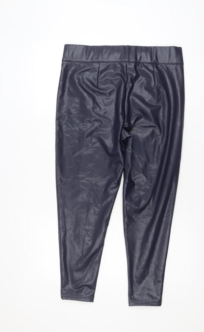 Marks and Spencer Womens Black Faux Leather Leggings Size 16 Short