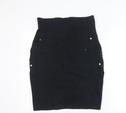 River Island Women’s Black Cotton Stretch Pencil Skirt Size 14