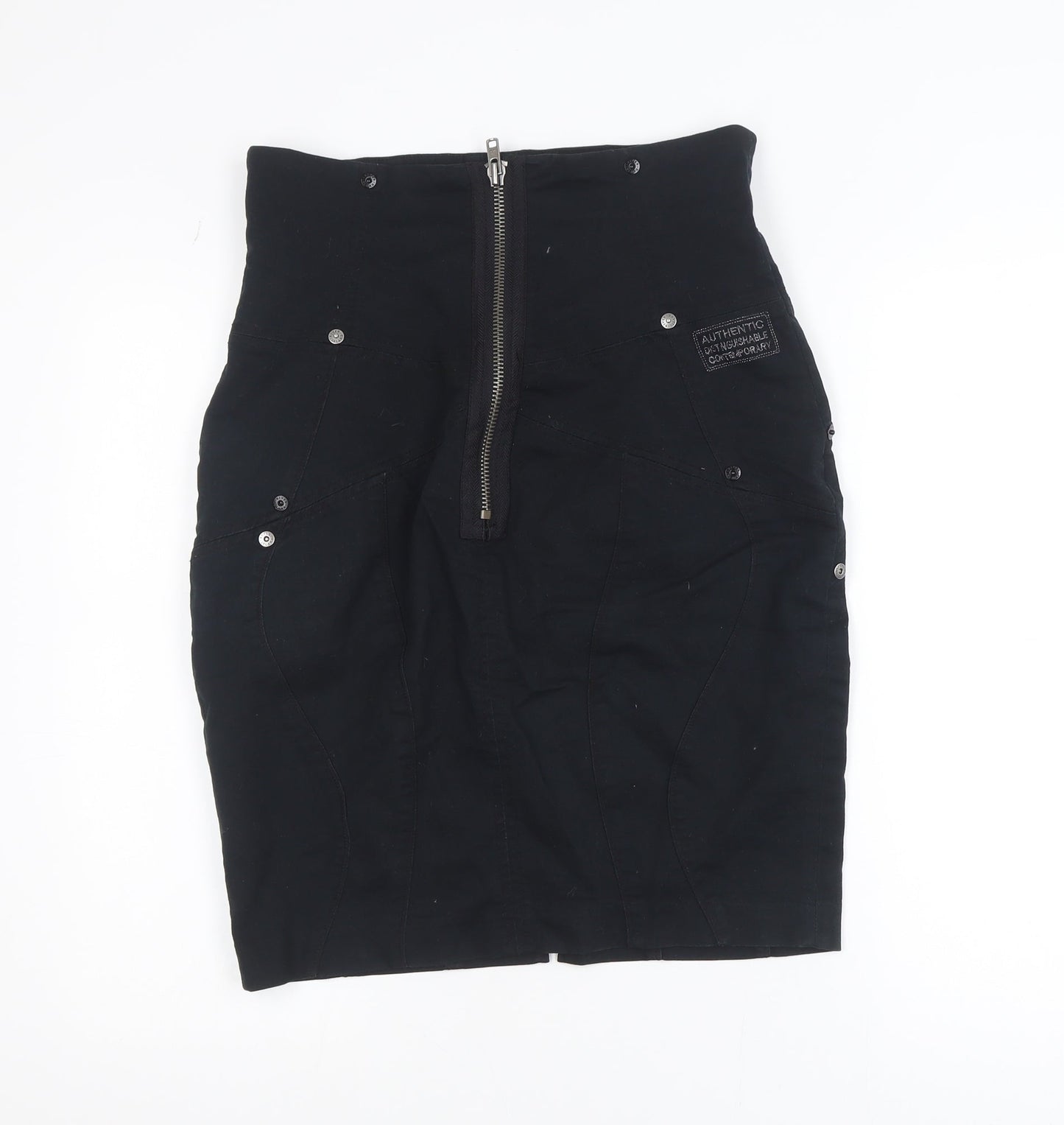 River Island Women’s Black Cotton Stretch Pencil Skirt Size 14