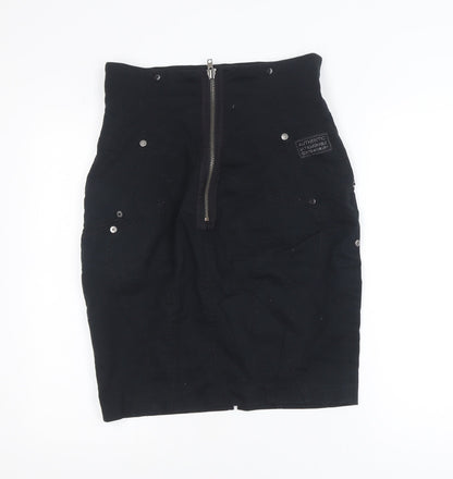 River Island Women’s Black Cotton Stretch Pencil Skirt Size 14