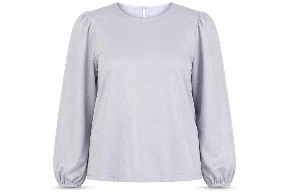 Vila Women's Silver Long Sleeve Glitter Blouse Size 12