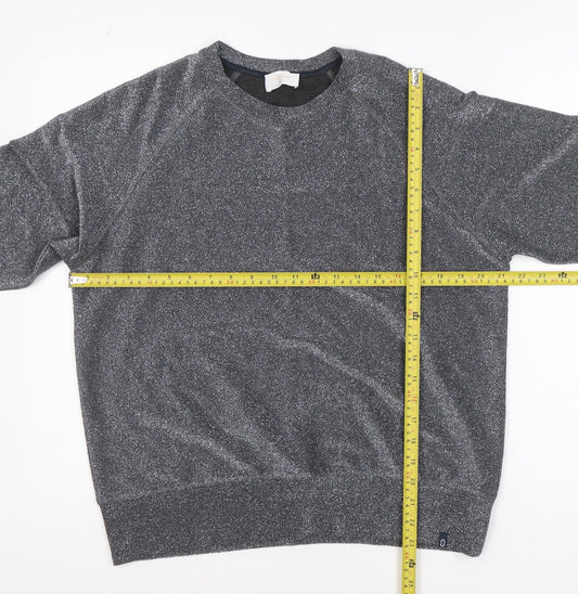 ottod'Ame Women's Grey Glitter Long Sleeve Basic Blouse Size 10