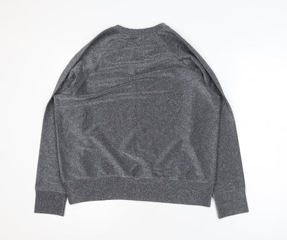 ottod'Ame Women's Grey Glitter Long Sleeve Basic Blouse Size 10