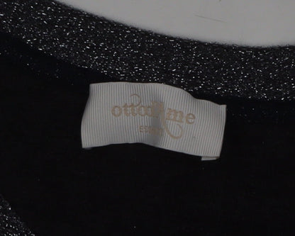 ottod'Ame Women's Grey Glitter Long Sleeve Basic Blouse Size 10